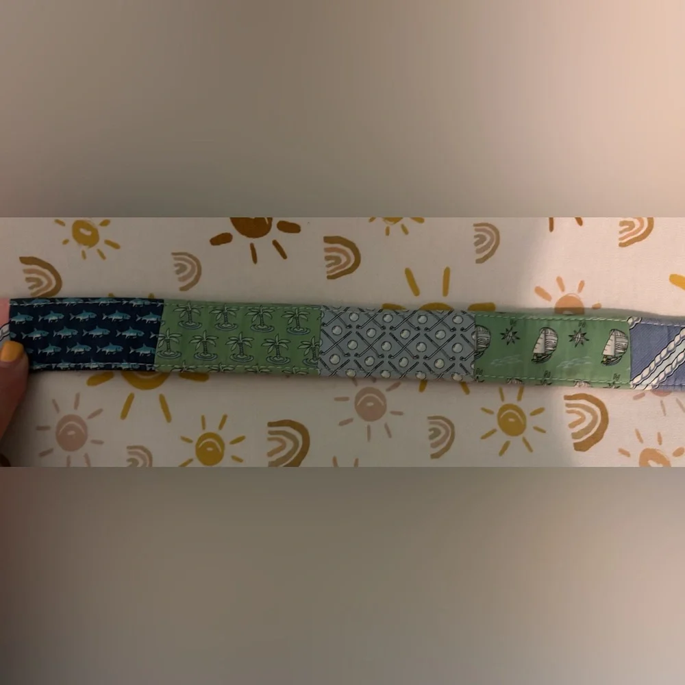 Vineyard Vines by Shep & Ian D-Ring Fabric Patchwork Belt Sz Small Golf Sailboat